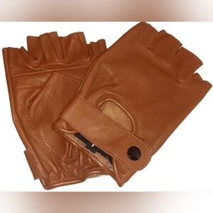 MEN'S UNLINED LEATHER HALF GLOVES, TAN